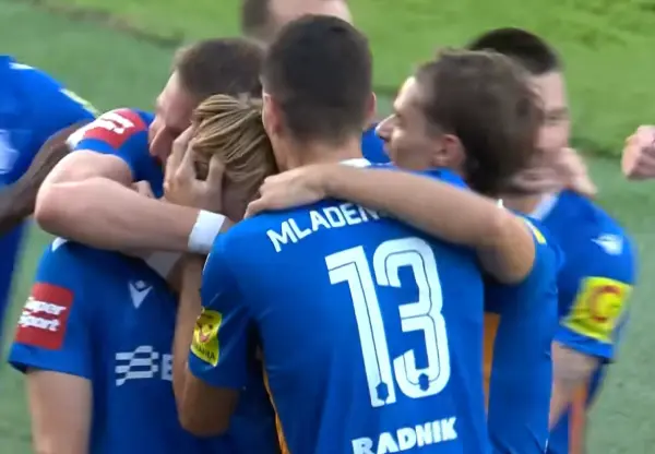 Varaždin - Osijek: ekipa Varaždina slavi gol protiv Hajduka