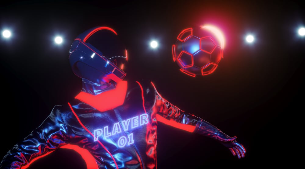 igrač u nogometnoj VR igri