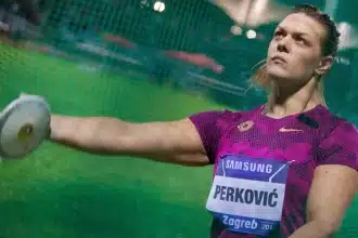 Sandra Perković priprema se za bacanje diska (discipline u atletici)