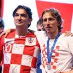 Zlatko Dalić i Luka Modrić na dočeku hrvatske reprezentacije 2018.