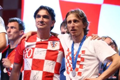 Zlatko Dalić i Luka Modrić na dočeku hrvatske reprezentacije 2018.