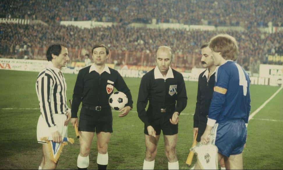 Kapetani, Giuseppe Furino i Srećko Juričić, prije utakmice Juventus - Rijeka 1980. godine (Rijeka u Europi)